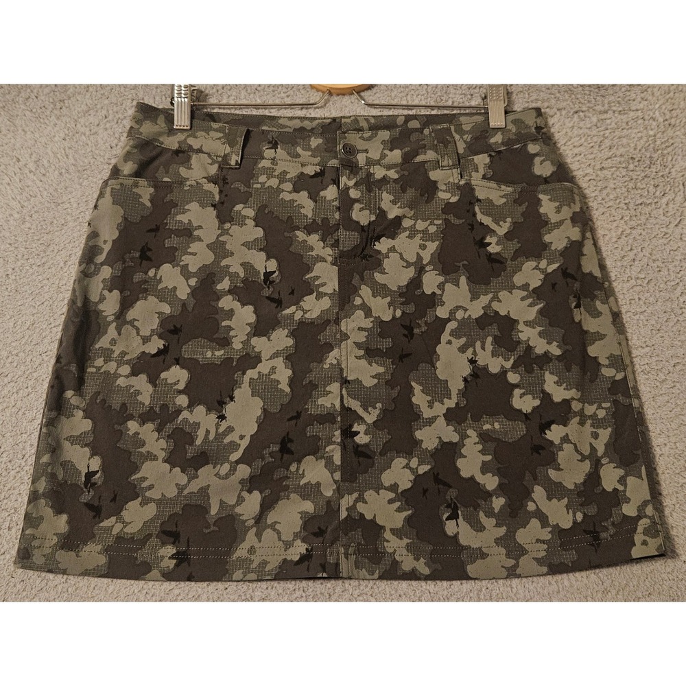 Eddie Bauer Travex Skort Womens 10 Green Camo Hiking Outdoor Skirt 23651222
